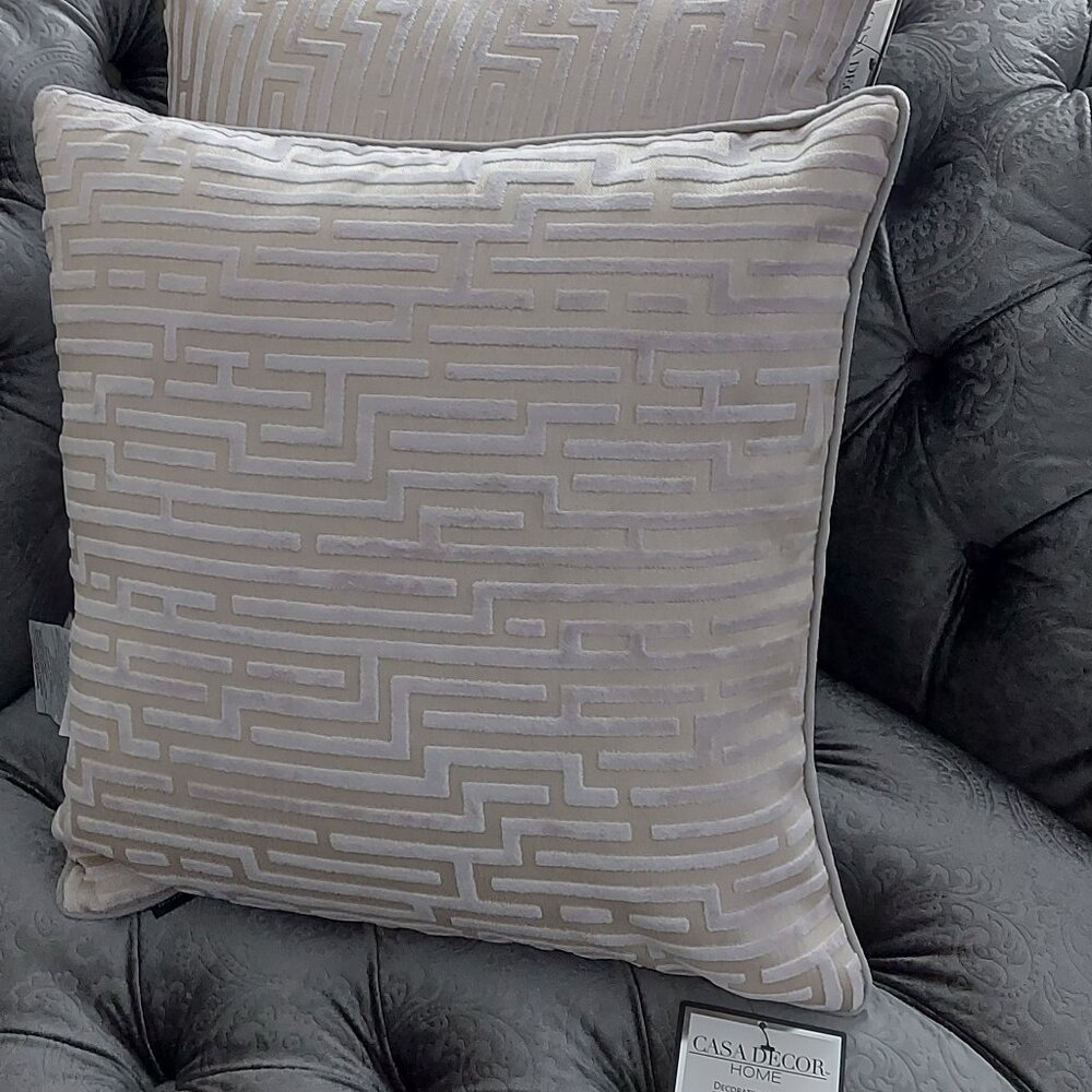 Grey Cream Home Decor Accent Feather Pillows Set of 2